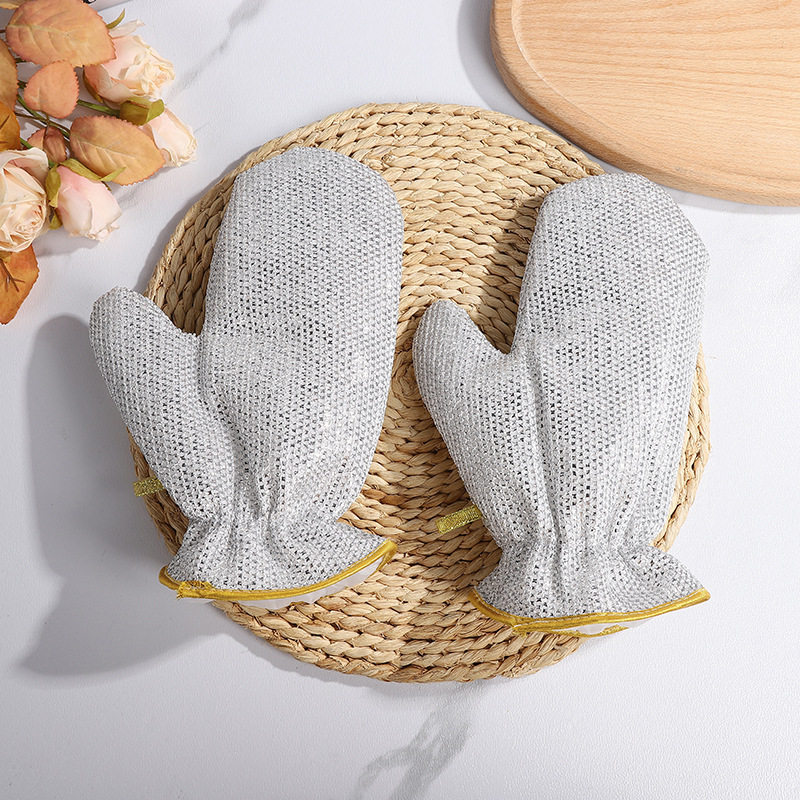 Guantes de alambre de acero de doble cara de PVC, desincrustantes, para cocina y limpieza del hogar