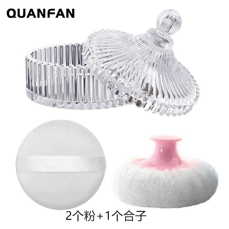 厂家直销带手柄婴儿爽身粉扑理发师清理粉扑立绒长毛柔软宝宝粉扑