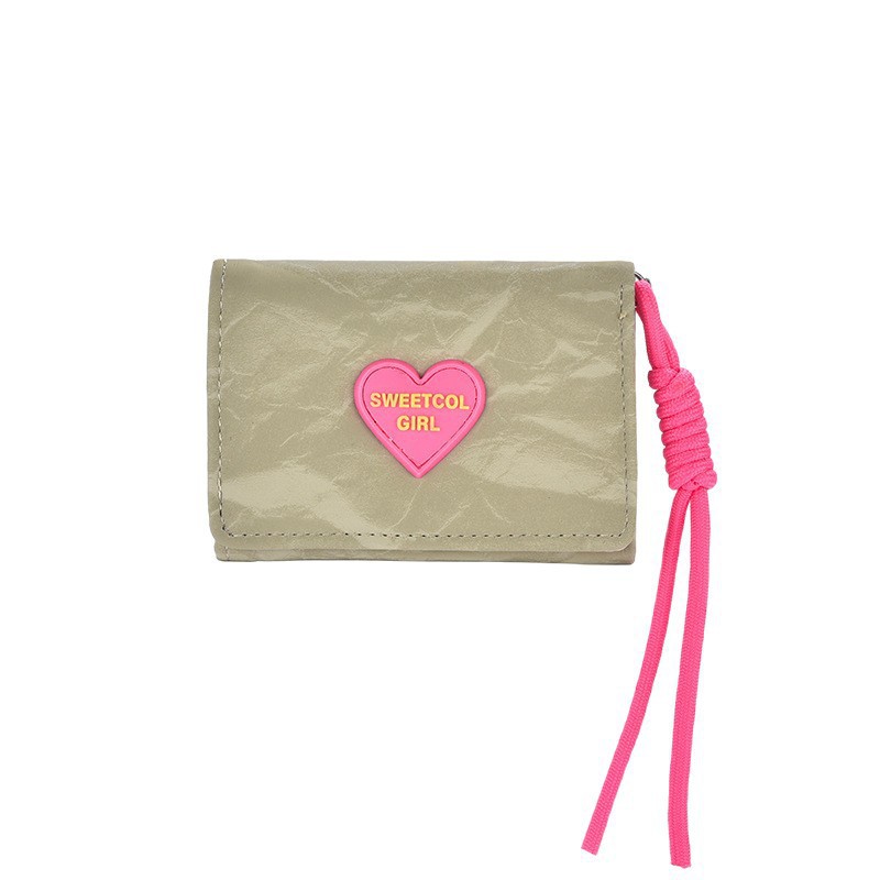 Cartera de cuerda ~ estilo coreano INS cartera de amor para mujeres cartera de damas corta simple al por mayor 30% descuento estudiantes