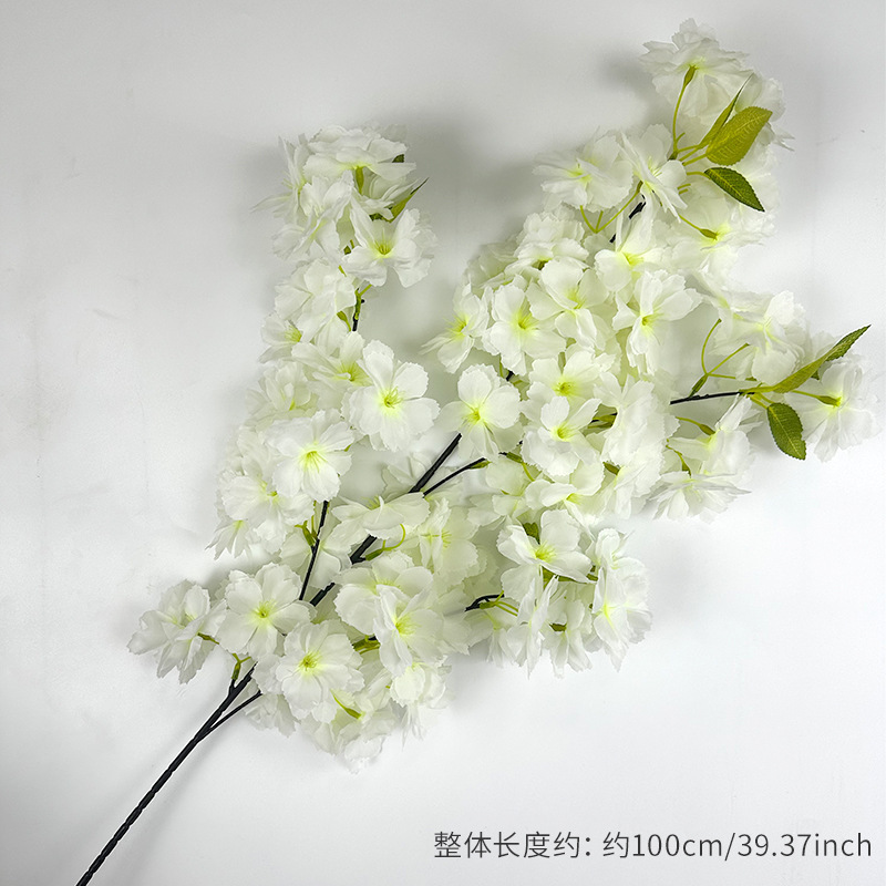 模擬カラフルな桜の枝、造花、プラスチック製の桃の枝、店舗の天井の装飾、花のつる、結婚式のインターネット有名人の桜の枝|undefined