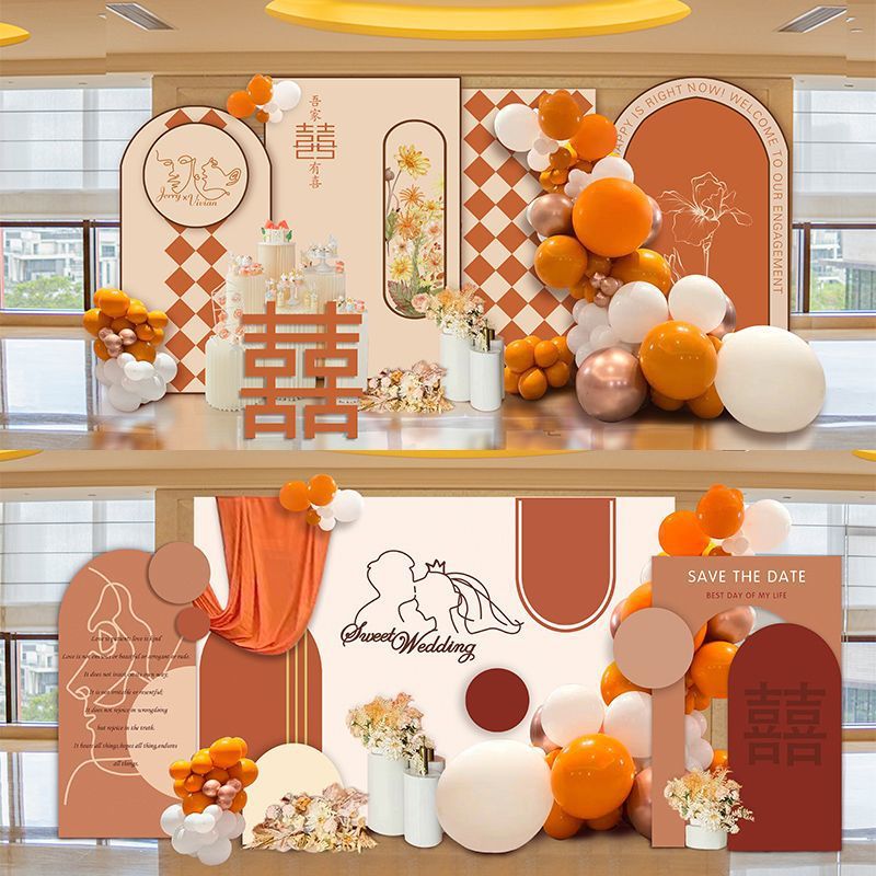 [Free shipping] Morandi engagement party background wall layout…