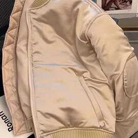 欧洲站复古通勤百搭长袖拉链棉服外套女2025冬季新款洋气宽松上衣