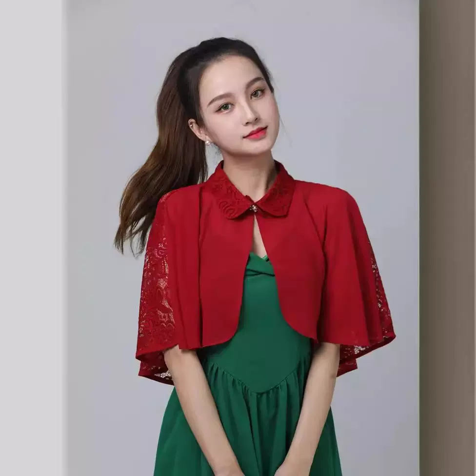小坎肩夏季新款雪纺衬衫披肩斗篷上衣女配裙子外搭防晒衣宽松时尚