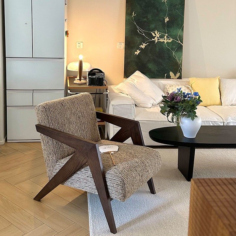 实木单人懒人沙发椅理查德法式中古风客厅阳台休闲设计师沙发复古