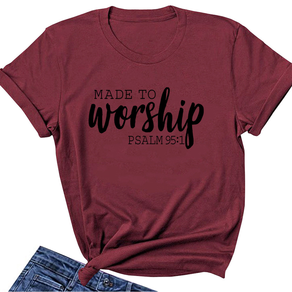 Made to worship Women's Short-sleeved Loose Crew Neck T-Shirt BY111