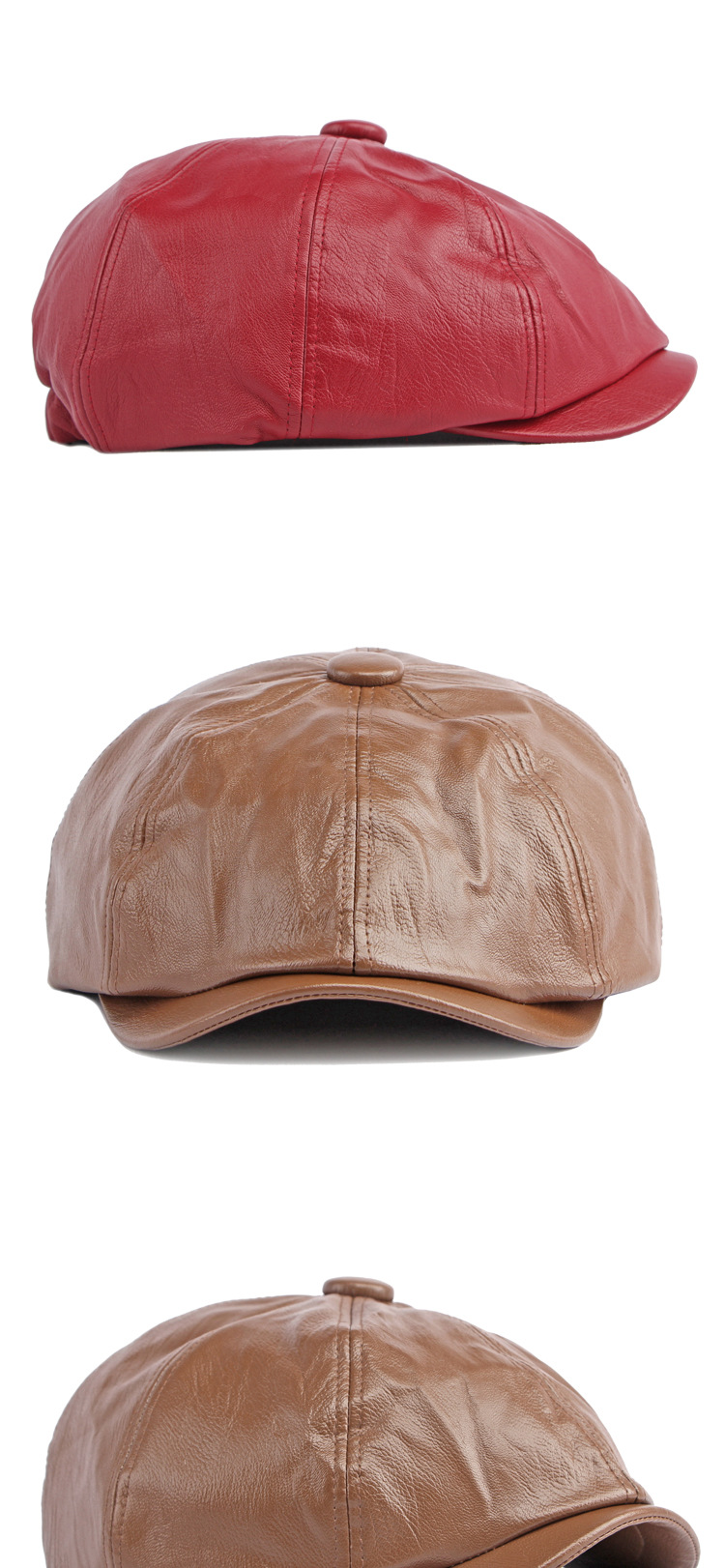 Cappelli unisex Berretto casual da uomo e da donna in pelle PU Cappello ottagonale retrò Cappello da giornalaio di tendenza_voghion.com