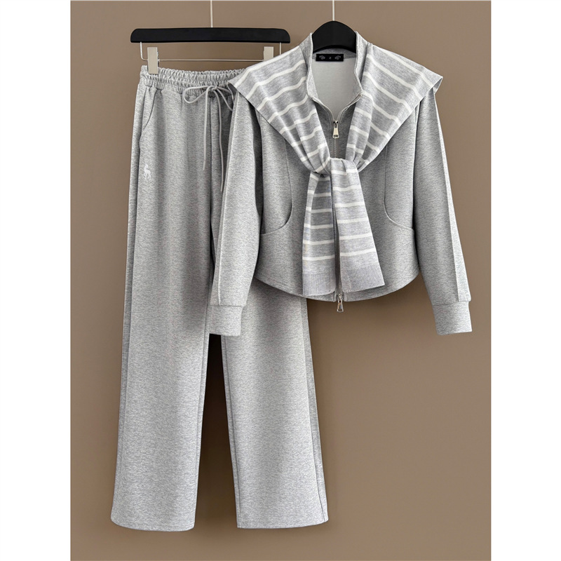 Shenzhen Nanyou European-Style Sports Suit for Women, Spring and Autumn 2025 New Fashion Trendy Youthful Shawl Top Three-Piece Set