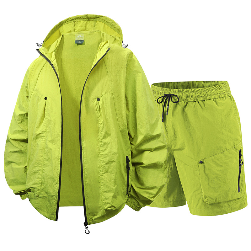 Ice Silk Sunscreen Suit Men's 2025 Summer New Men's Sports Outdoor Running Leisure Couple Youth Two-Piece Suit