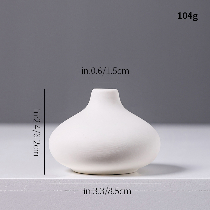特別価格の白い素焼き陶器の小さな花瓶、ミニクリエイティブでシンプルなリビングルームの卓上ドライフラワー、フラワーアレンジメントの装飾品