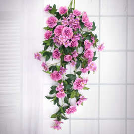 牡丹百合壁挂花客厅装饰藤类植物墙假花绿植拍摄仿真花批发花卉