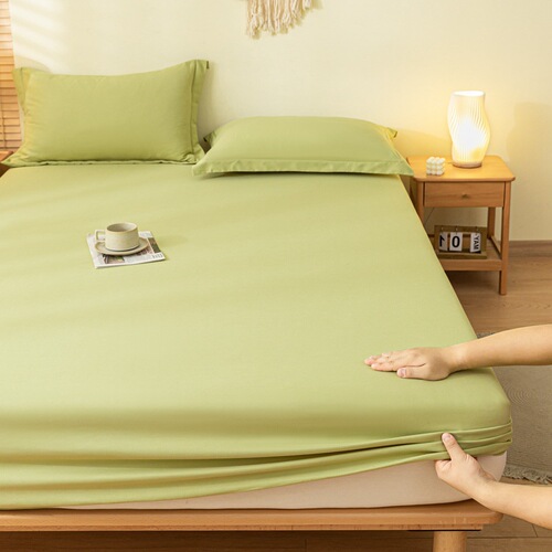 Simple Solid-Color Fitted Sheet, Single Piece, Non-Slip Bed Cover, Full-Encasement for Simmons Mattress, Dustproof Protective Cover for Home & Bedroom