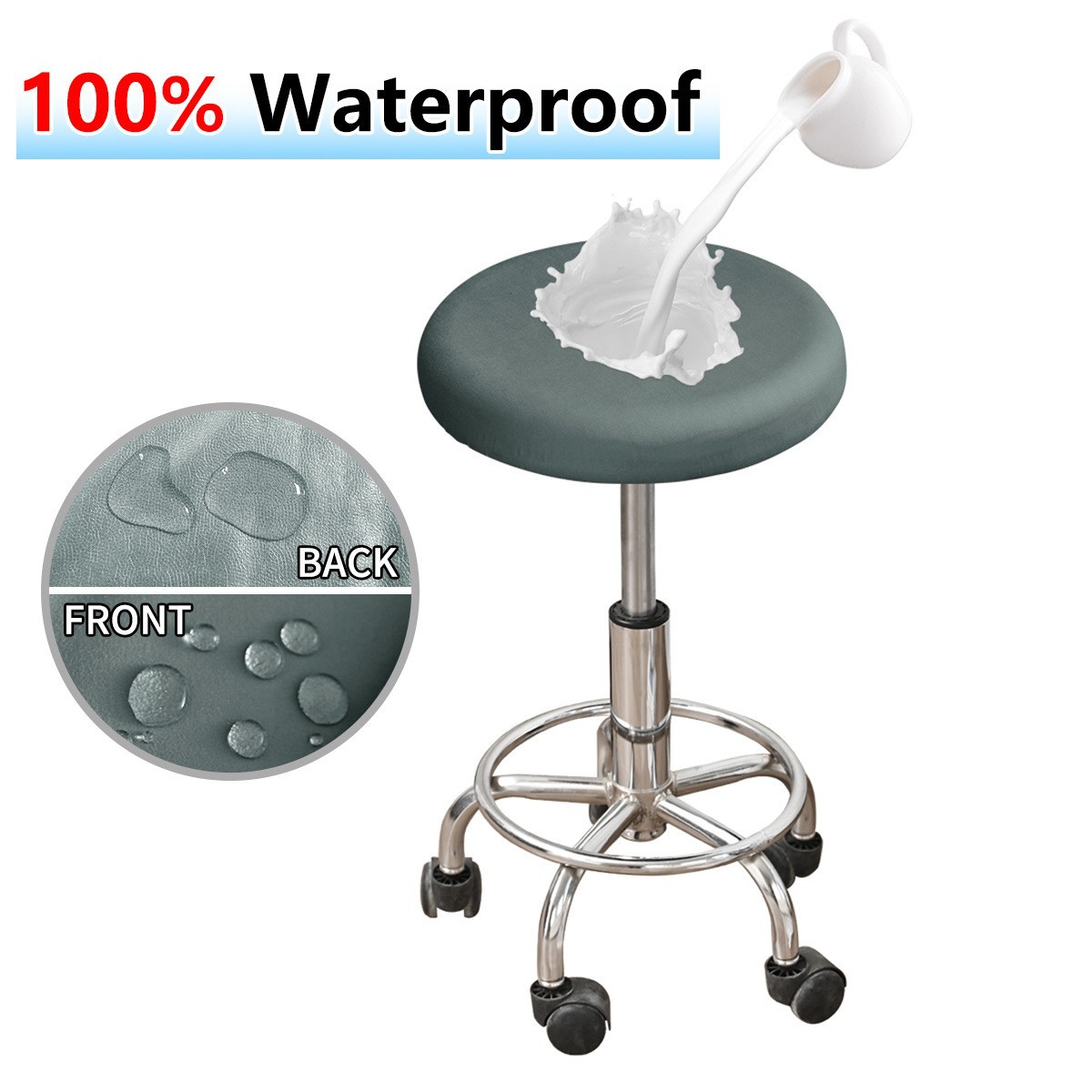 Transfronterizos color sólido resistente al agua seda de leche cubierta de taburete redondo cubierta de silla elevadora cubierta de bar SHEIN cubierta de silla en stock