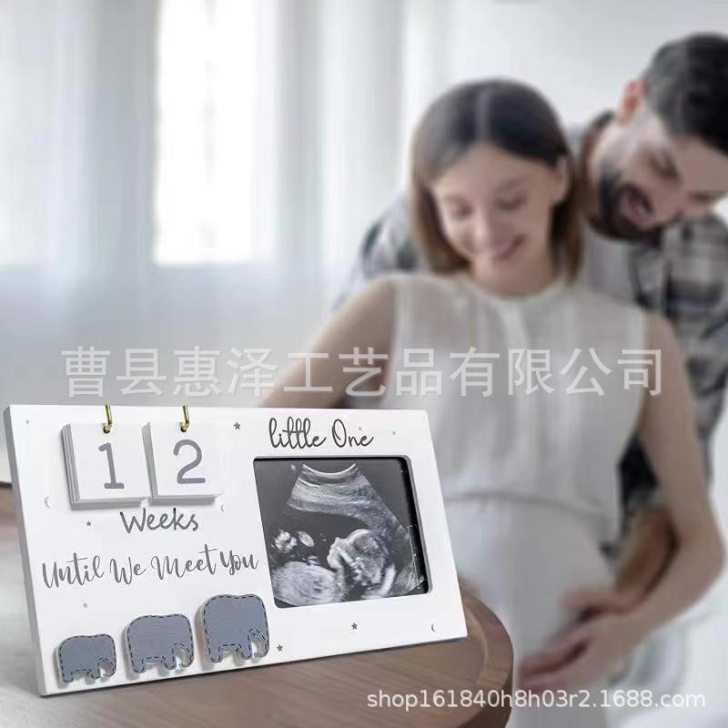 Wooden Baby Memorial Photo Frame Baby Growth Countdown Ornament Newborn Ultrasound Photo Frame Decorative Frame