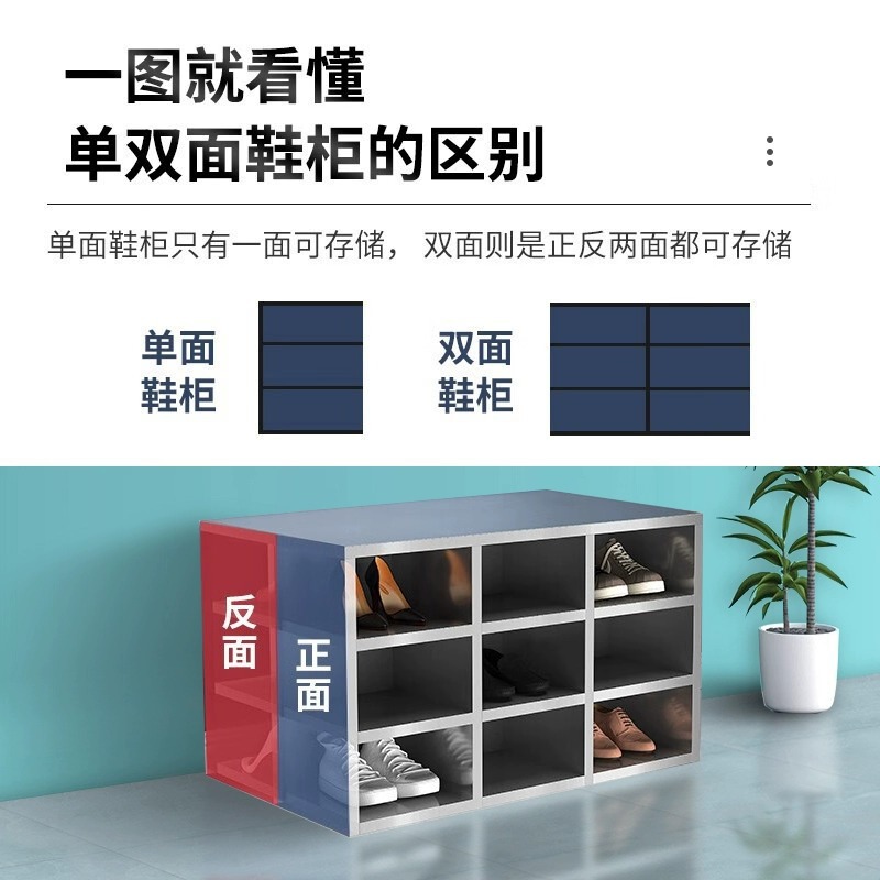 Gabinete de zapatos de acero inoxidable 304 laboratorio taller de purificación sin polvo taburete de cambio de zapatos personal del hospital gabinete de cambio de zapatos de doble cara