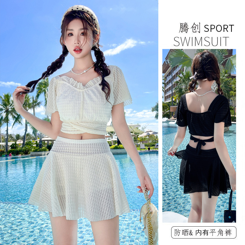 Swimsuit Wholesale Split Sexy Girl Swimsuit Women's Short-Sleeved Slim Resort Hot Spring Swimsuit Wholesale
