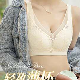 洞洞杯719#精美网纱抹胸蕾丝温变内衣34-40薄B杯聚拢四排扣文胸批