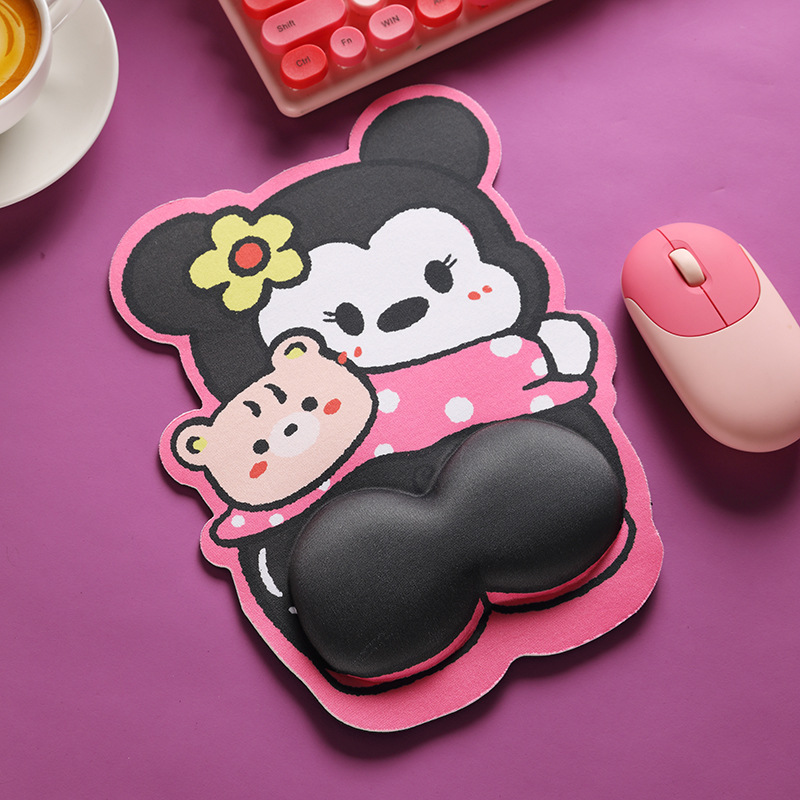 Protector de muñeca 3D lindos dibujos animados computadora portátil de oficina es memoria algodón muñeca de goma protector de muñeca de color sólido