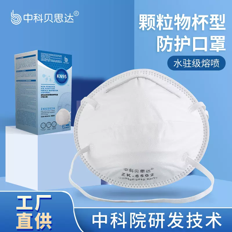 【电商款】中科贝思达KN95杯型碗状6502工业防尘头戴式防护口罩