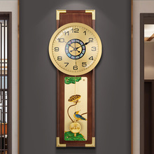 新中式轻奢黄铜钟表别墅客厅欧式现代创意大气挂钟玄关时钟挂墙表