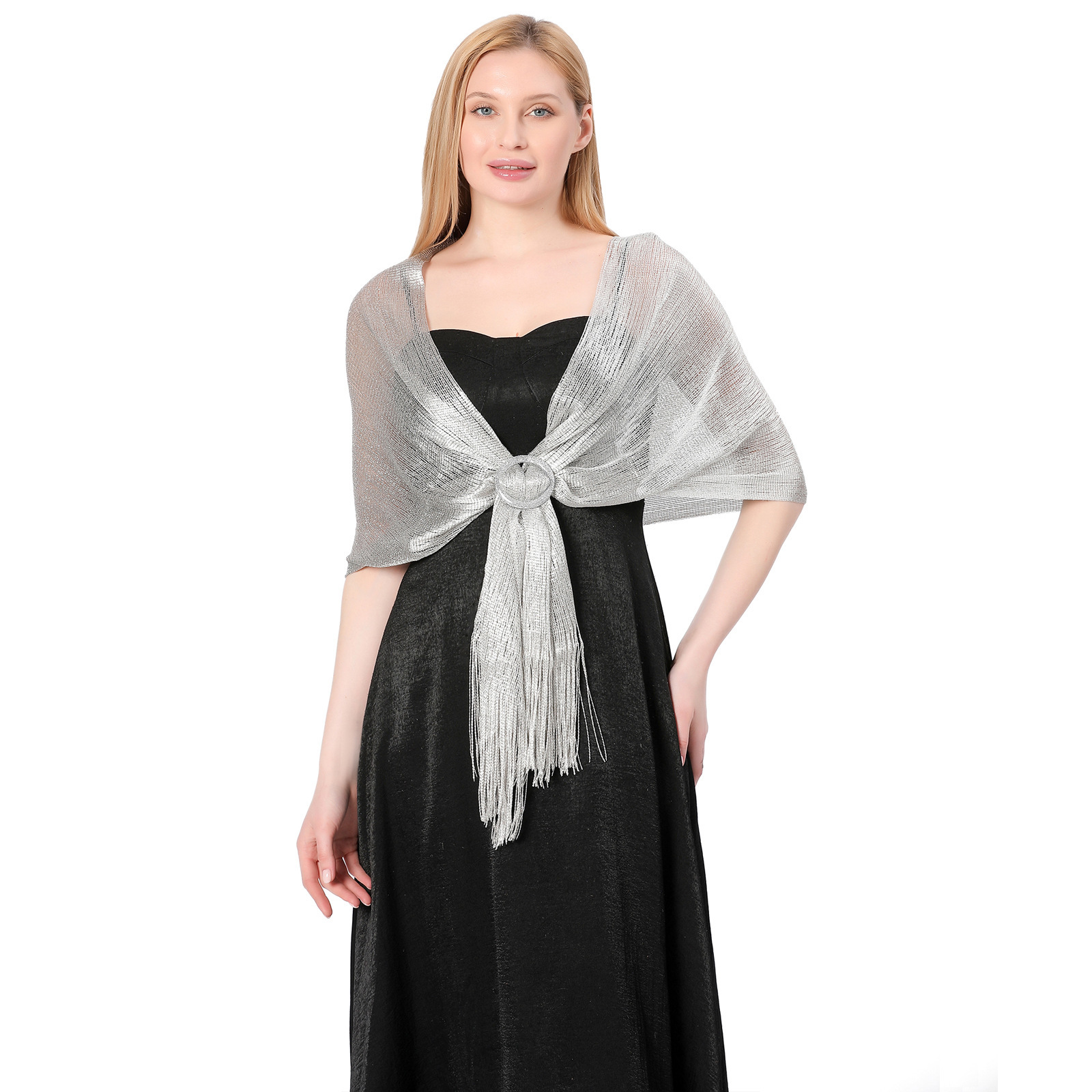 European and American gold and silver shawl with buckle bride bridesmaids ball wedding dress party dinner shawl female