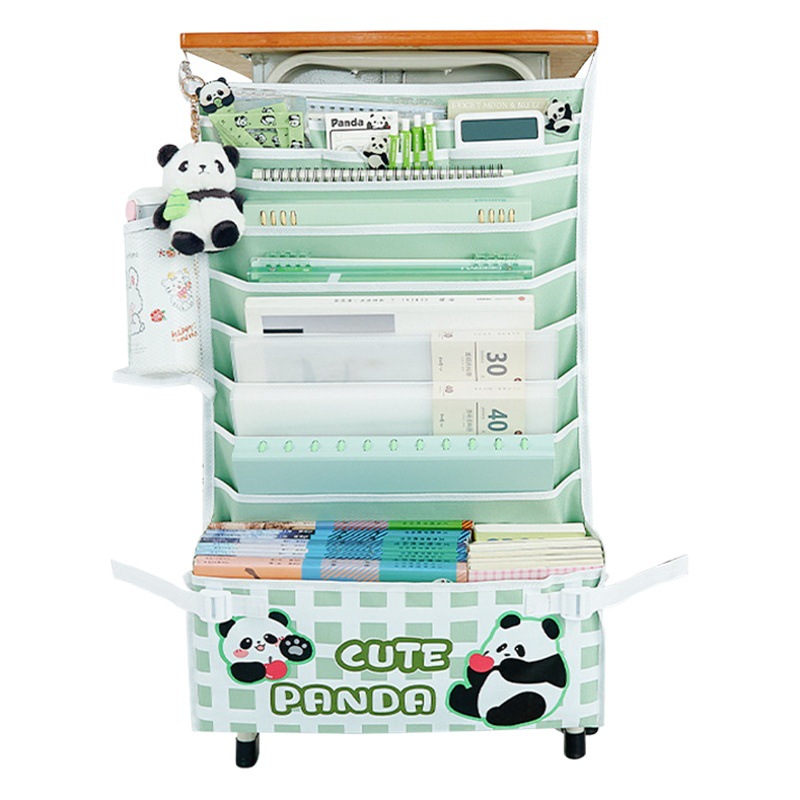 Lindo Panda bolsa de libros de almacenamiento de escritorio estudiante aula Escritorio de almacenamiento artefacto nuevo estudiante de secundaria escritorio bolsa colgante