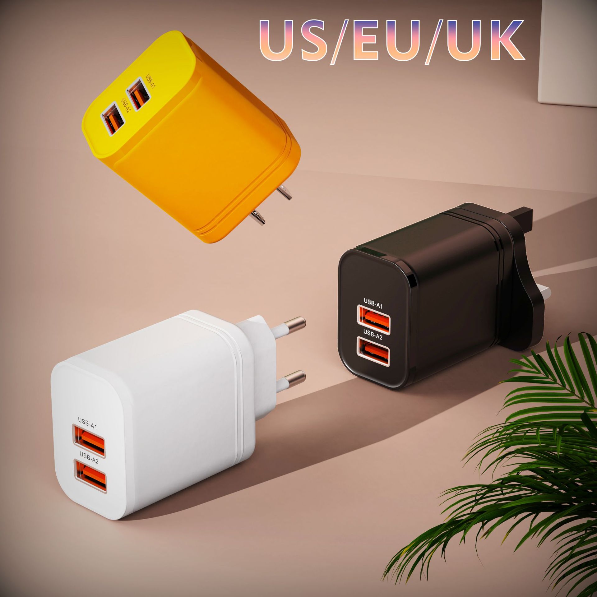 Cargador de alta potencia multipuerto poroso con cabeza de carga rápida de uso general, estándar americano, estándar europeo, estándar británico, estándar australiano, multiinterfaz