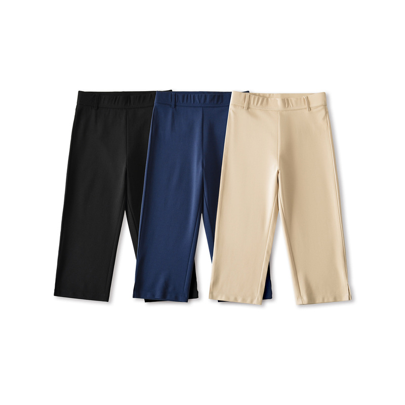 Hong Kong-Style Fashionable Slimming High-Waisted Cropped Pants with Elastic Slimming Effect, Split Hem for a Longer Leg Look, Straight-Leg Shaping Pants