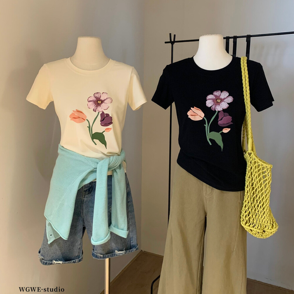Summer fashionable design elegant short sleeve T-shirt