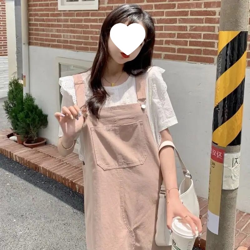 Pink Suspender Dress for Women, Summer Long Style, Stylish and Youthful Dress for Petite Figures, 2025 New Cute Japanese-Style Dress
