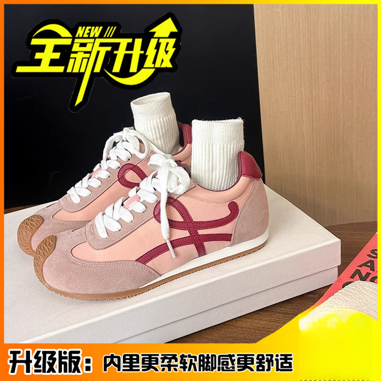 5CM内增高~红色厚底德训鞋女款徒步阿甘鞋夏季板鞋薄款透气运动鞋|undefined