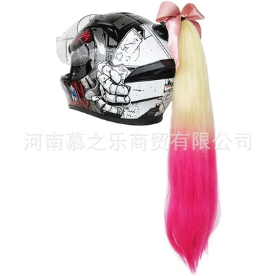 Bow DIY Helmet Braid Motosiklet dəbilqələri - magenta-loose-ponytail-with-bow
