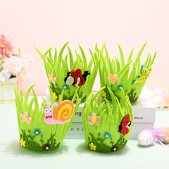 Cross-border new product Hao Bei Easter decorations non-woven round basket Easter decoration ornaments