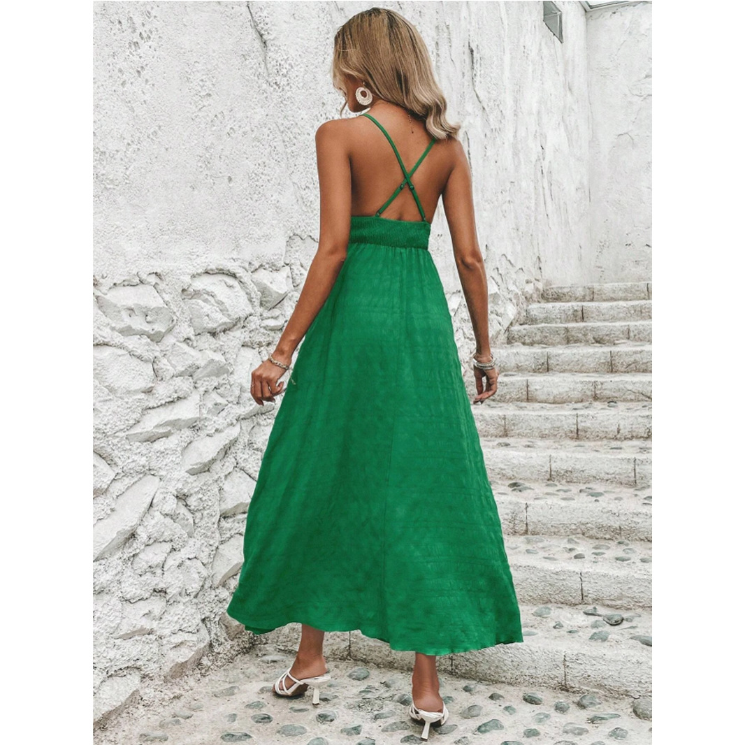 Spring Summer Sexy Solid Cross Tie No Backer Card M Dress