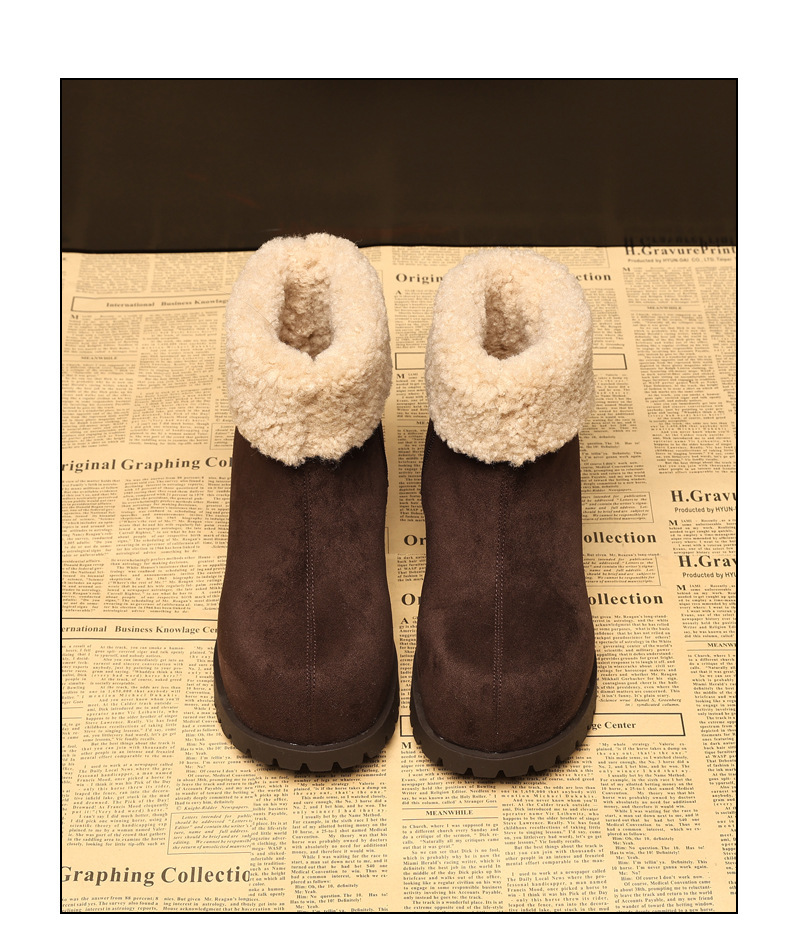 Boot nữ cổ cao lót lông giữ ấm đế dày nâng chiều cao — nâu chi tiết 16