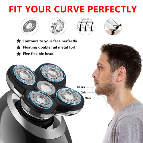 Five-in-one LCD digital display, new bald machine washable sideburn shaver, USB rechargeable shaver