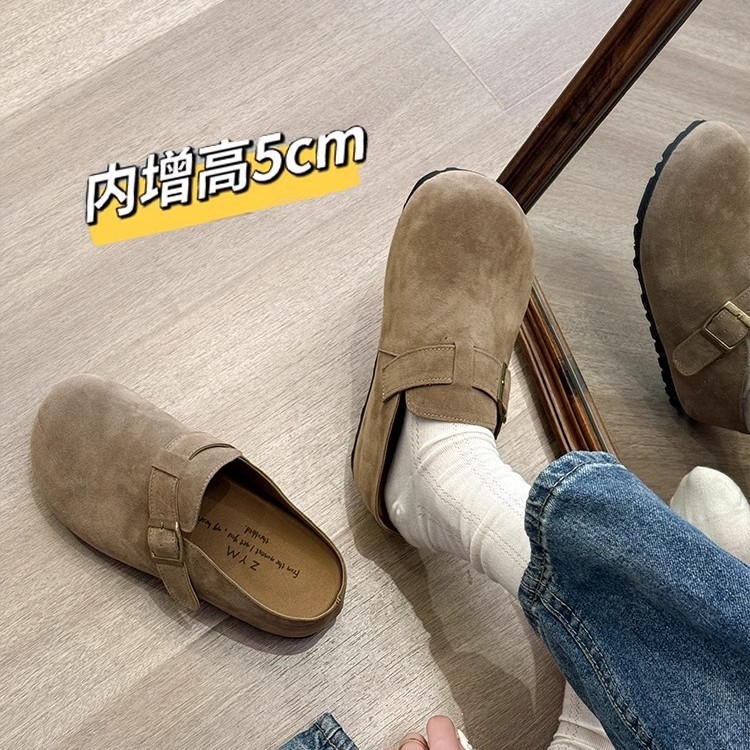 Incrementado en 5cm ~ Boken shoes mujer 2025 nueva primavera y otoño Baotou medias pantuflas mujeres usan un pie zapatos Boken
