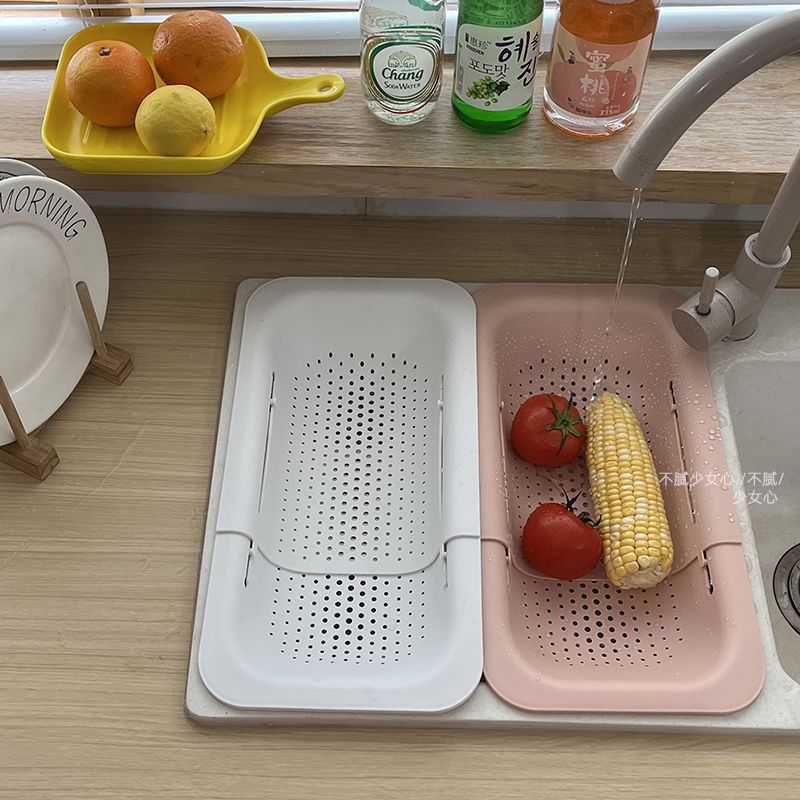 marco de drenaje telescópico ajustable in-wind simple hogar lavabo de verduras lavabo image 4