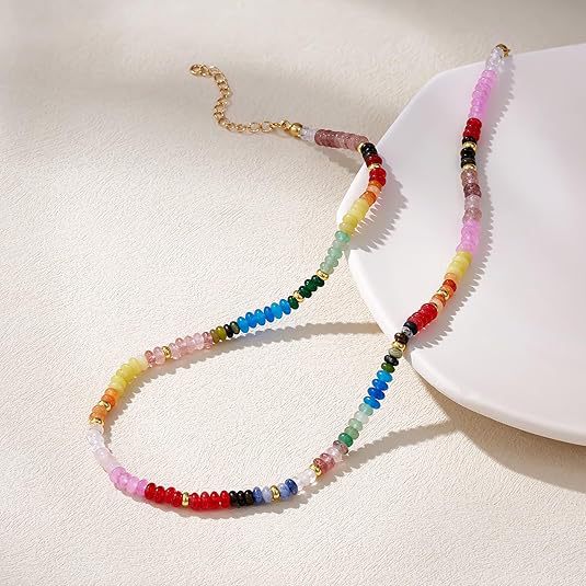 15g Weight Lobster Trigger Clasp Closure Clasp Closure Type Necklace Classification Beaded Chain Chain Type 1 Piece Quantity Daily, Street Occasion natural stone Material Geometric Pattern Women's Gender Simple Style Style Simple Style Geometric Natural Stone Beaded Chain Necklace 3