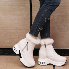 雪地靴女2021冬季新款加絨加厚毛毛棉鞋小香風馬丁靴側拉鏈短靴