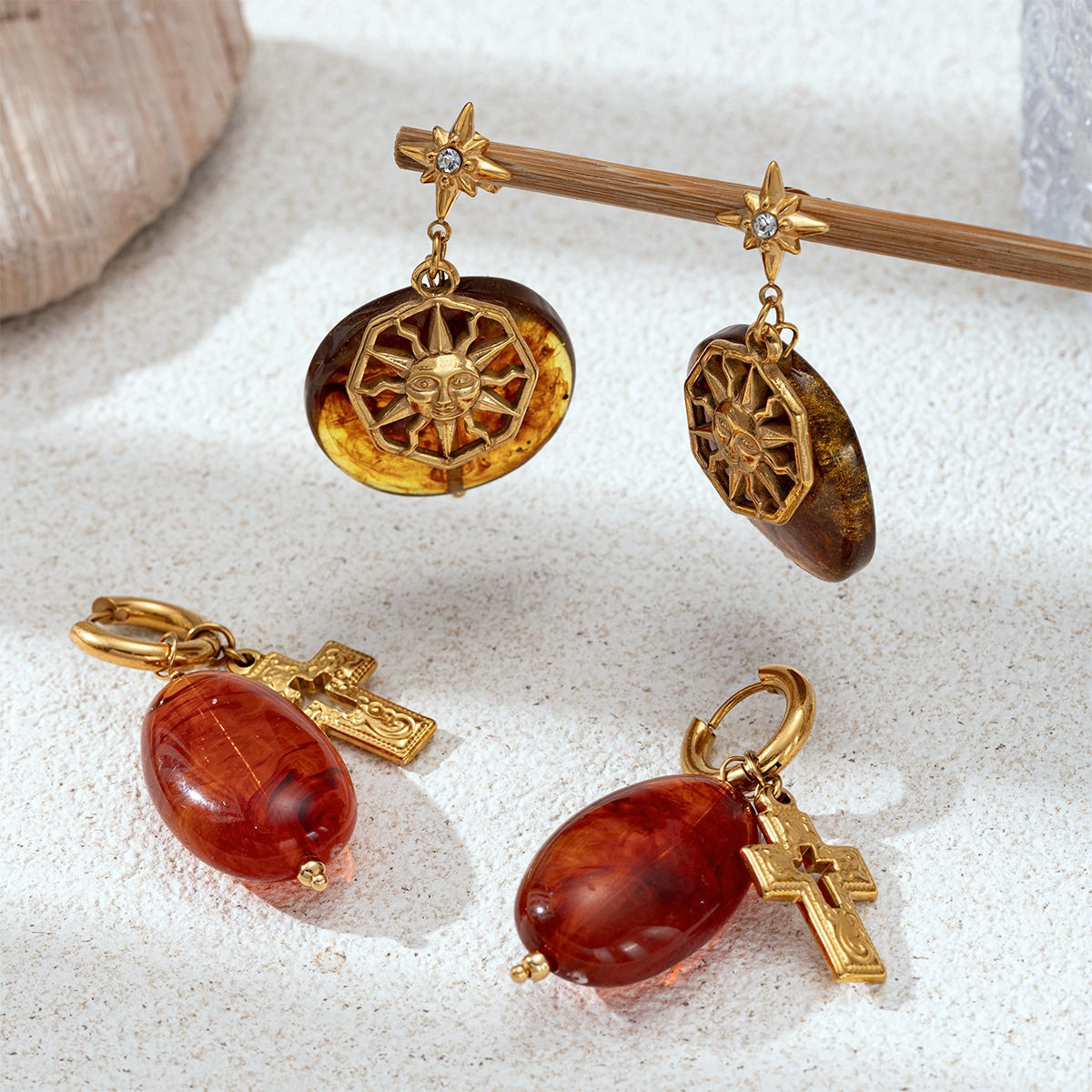 Taina europa y americana pernos de acero inoxidable lujoso ligero nicho acrílico universal pernos exagerados para mujeres no se desvanecen joyas de orejas