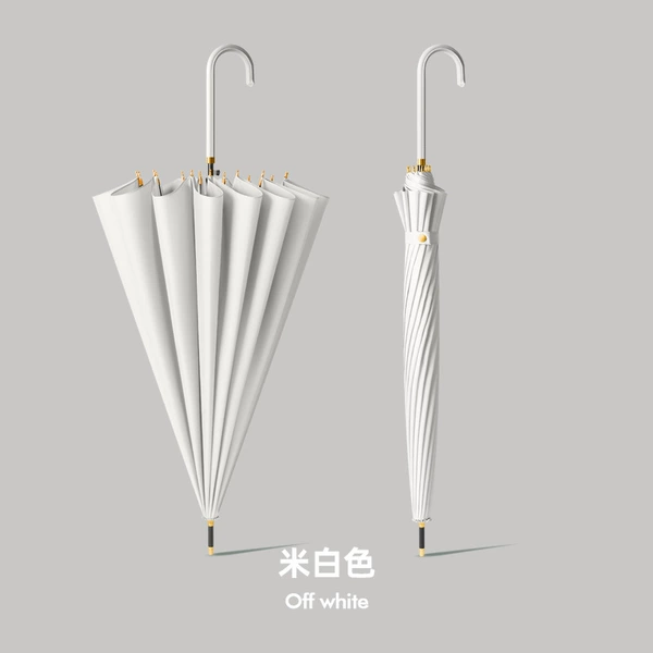 Off-white-16 bone skin curved handle-fiber wind-resistant umbrella bone