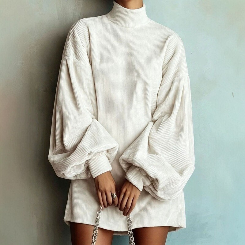 2026 Autumn/Winter New European and American Women's Fashion Amazon Cross-Border Elegant Loose Long-Sleeve Lantern Sleeve Dress