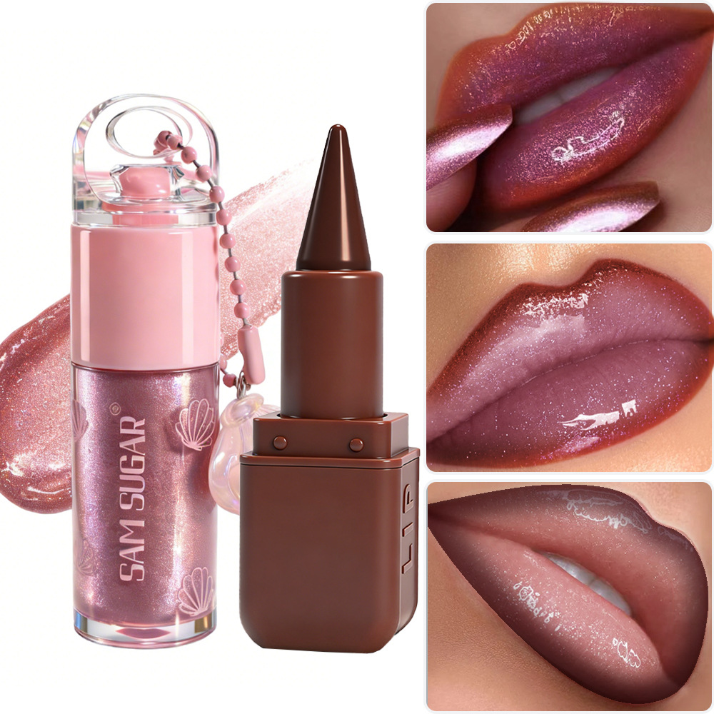 Cross-border SAM SUGAR Lip Liner Lip Oil Set Brilliant Moisturizing Lipstick Mirror Resistant