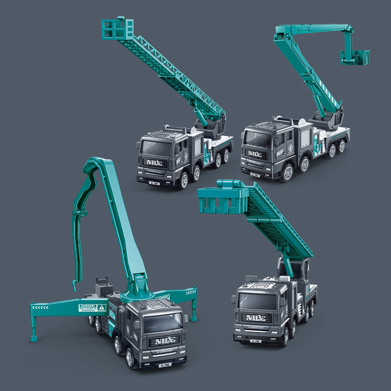 [Lote de caja sin venta al por menor] Simulación de vehículos de mantenimiento y rescate de la ciudad, vehículos de ingeniería, modelos de escaleras de escalada, juguetes para niños