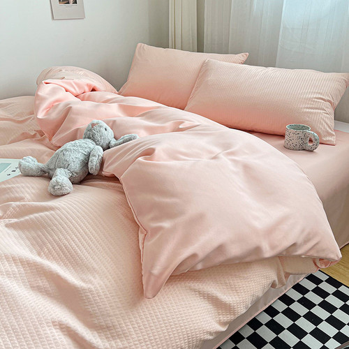 Wholesale solid color quilt cover single piece summer quilt cover dormitory single three-piece cotton girls spring and autumn washed cotton sheets four