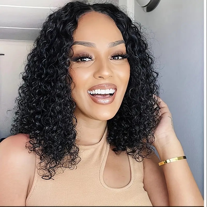 Amazon transfronterizo encaje delantero pequeño Pelo Rizado nuevo corto de las mujeres Pelo Rizado cabeza cubierta mullida moda natural cubierta de la cabeza completa