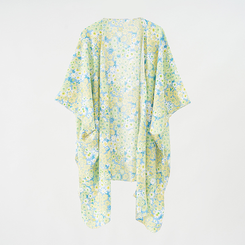 Nuevo pequeño patrón floral playa vacaciones bikini protector solar blusa traje de baño image 5