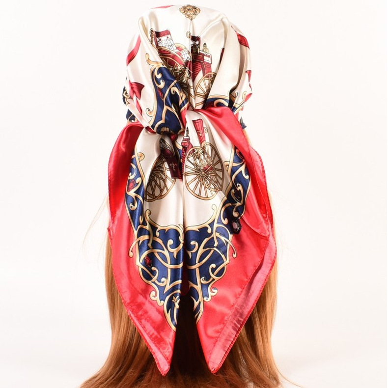 65g Weight Silk Scarf Classification Daily Occasion Satin Material Printing Pattern Summer, Spring, Autumn Season Women'S Gender Printing Design Fashion Style Women's Fashion Printing Satin Printing Silk Scarves 1