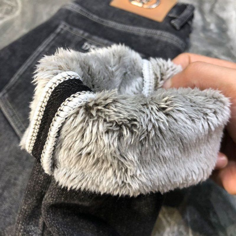 Clearance Sale ~ Fleece-Lined Thickened Men's Jeans 2025 Popular Style Long Plush Men's Pants for Winter Warmth and Outdoor Wear
