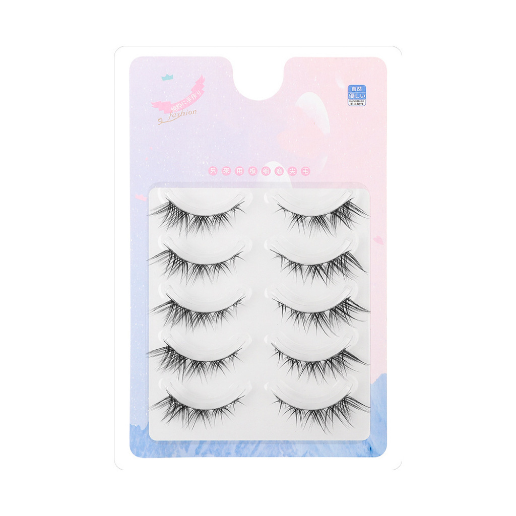 Fox oblicuamente, pestañas postizas HX07, simulación natural femenina, pestañas de tallo duro de demonio europeo ligero de sangre mixta de una pieza